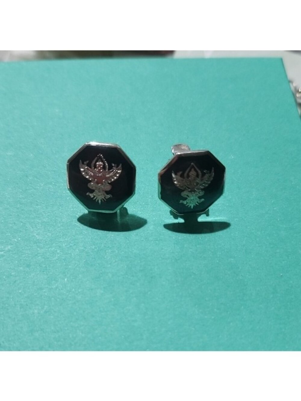Vintage SENA Sterling Silver Niello Thai Siam Clip On Earrings
